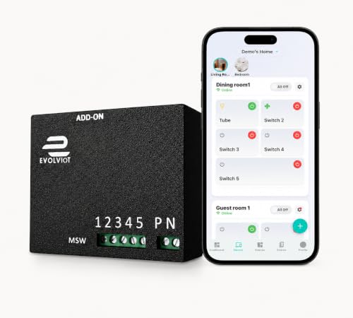 Image of 5 (4+1) Node Smart Switch Module Wi-Fi (Made in India) | 4 AC Outputs + 1 Dimmer Control | Alexa, Google Assistant, Siri Compatible | App, Web, Manual Control, | 2.4GHz & Local Wi-Fi (Black)
