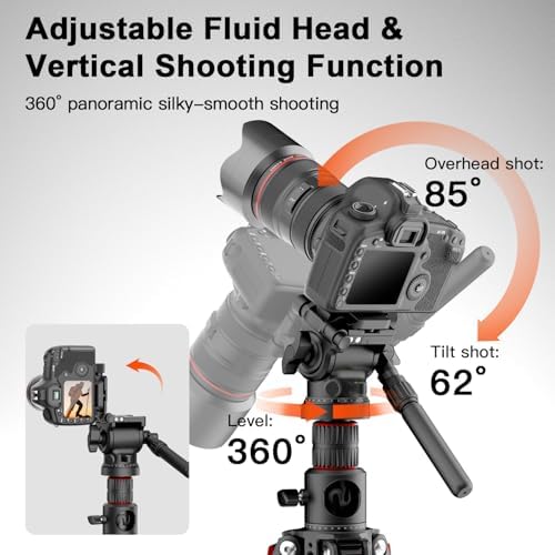 COMAN 72" Overhead Tripod with Fluid Head, Max Load 11lbs for Camera Phone Detail
