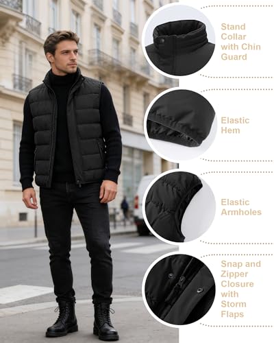 Image of 33,000ft Men's Puffer Vest Outerwear Winter Warm Padded Outdoor Casual Thick Insulated Quilted Sleeveless Jacket