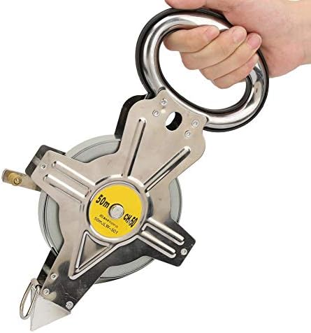 Stainless Steel Tape Measure, 50M Stainless Steel Tape Measure Retractable Metric Construction Surveying Tool