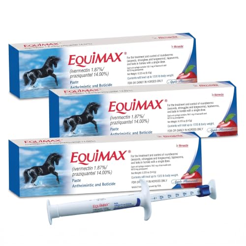 Equimax Bimeda Horse Dewormer Paste | Ivermectin & Praziquantel | Broad-Spectrum Wormer with Tapeworm Control | Safe for Foals Pregnant Mares & Breeding Stallions