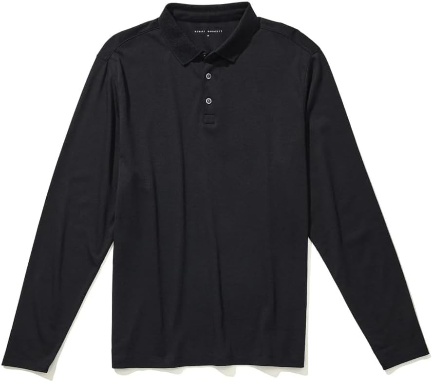 Robert Barakett Men's Honeycomb Long Sleeve USA Grown 100% Pima Cotton Button Placket Polo Shirt