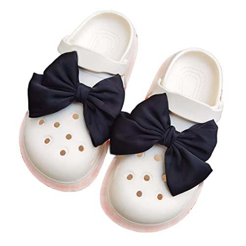 luchike 2 Pcs Butterfly Knot Hole Shoes Charms Clog Sandals Decoration Cute Accessories for Kids Girls Party Favors Black