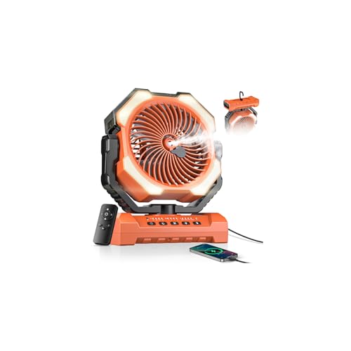 Image of Misting Fan, Portable Camping Fans with 9oz Water Tank, 24000mAh Rechargeable Fan with 4 Speed, Battery Powered Fans with 120H Cooling, Last 5H Mist, 2 Mist Modes, Light, Outside/Summer Essential