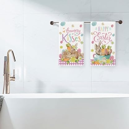 DIELIANHUA 2 PCS Happy Easter Geschirrtücher, Happy Easter Geschirrtuch, 43 * 66CM Easter Geschirrtücher, Baumwolle Easter Geschirrhandtücher, Perfekt Als Osterdekoration für Zu Hause/B – Bild 7