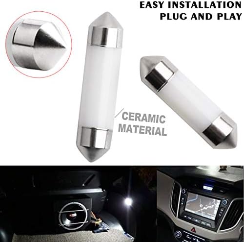 POCKETMAN C5W Led Bulbs Double Ended Marine 3014 Ceramic Base Tail Light Dome Lamp Reading Lights Interior Light 12V White31mm 4pack