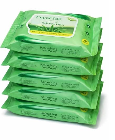 Aloe Vera Blossom Refreshing Wipes/Cleansing and Moisturizing,pH Balanced/Travel Pack of 5, 125 Tissues-image-36