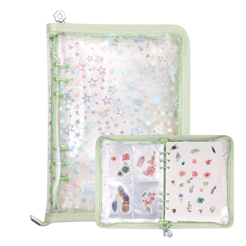 MUROAD Organiseur de rangement pour autocollants 4 en 1, Album de collection d'autocollants A5 avec reliure, 140 pochettes et 20 feuilles de papier...