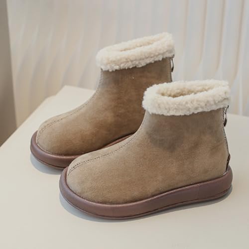 Girls Boys Fuzzy Warm Winter Short Boots with Furry Faux F𝐮r Lining Platform Bootie Shoes for Toddler Big Kids4
