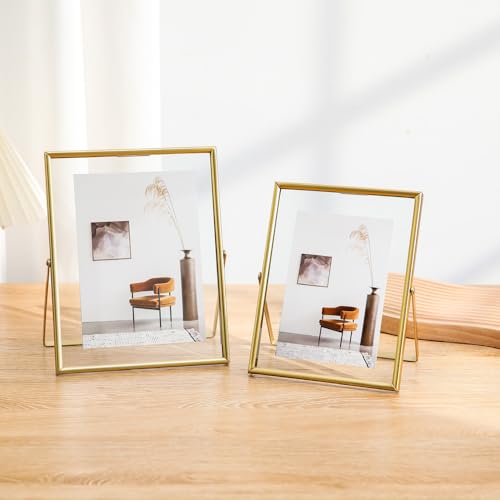 Image of Penny Wise | Trending Slim Gold Metal Photo Frame | Durable & Tarnish Resistant Gold | Eco Friendly Metal | Classy Looking Desk Accessory | Home & Office Decor | Single Piece (8x10 Inches V)