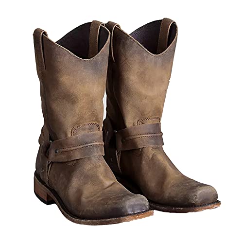 Herren Westernstiefel Weiche Retro und Bequeme Gummisohle Stiefel für...