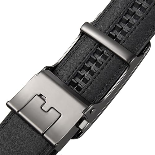 Automatic Buckle Mens Belts Real Leather Luxury Ratchet Casual Waist Strap4