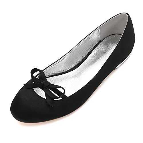 DXSYMJM Bridal Shoes Women Round Toe Satin Ballet Flats Wedding Dress Shoe Dolly Shoes