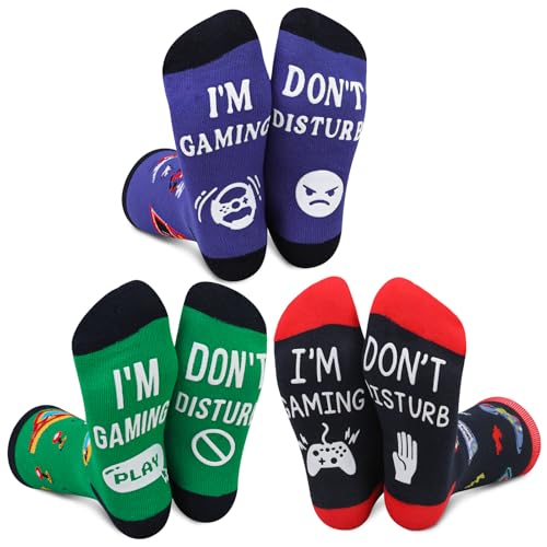 scenicamp 3 Pairs Funny Do Not Disturb I'm Gaming Socks Ankle Athletics Gaming Socks for Men Teen Boys Father Mothers Day