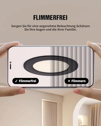 Grebeam LED Spots Schwarz, 5W Deckenspots Schwarz 450LM,Rund Ø75-90mm LED Einbaustrahler 230V, Einbautiefe 25mm, Spots Deckenleuchte 3000K Warmweiß für Badezimmer Schlafzimmer, 5er set