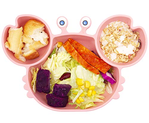 Silicone Suction Plate For Toddlers - Self Feeding Training Divided Plate Dish And Bowl For Baby And Toddler, Fits For Most Highchairs Trays, Bpa Free Microwave Dishwasher Safe #TOP1