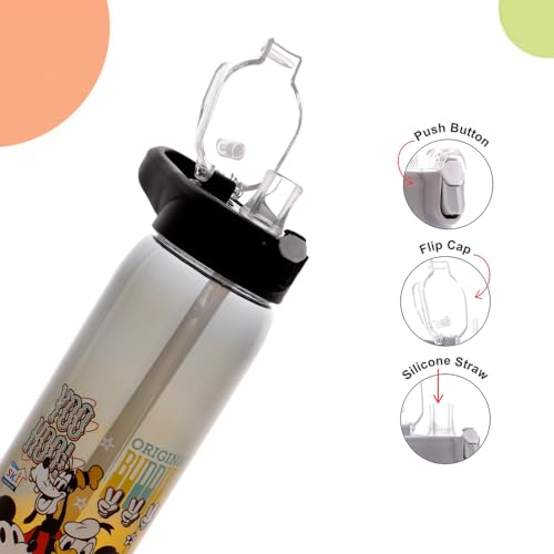 Image of SKi Homeware Impact Sipper Water Bottle, for School, Sports, Trek, Travel | Teens and Kids of all age groups | Leakproof, Light Weight, Pop-up Sipper with Handle, 750 ML, Mickey & Friends