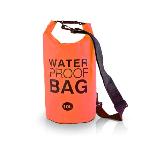 Bolsa Saco Estanque à Prova D'água 10L Alça Ajustável para Piscina Praia e Mergulho Impermeavel PVC (Laranja)