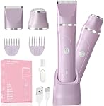 Femmes Bikini Trimmer,2 en 1 Rasoir électrique sans douleur et démaquillant de cheveux faciaux, Groome du corps IPX7 Rasoir électrique sans fil imperméable pour bras de bikini à jambes factices (lavande violet)