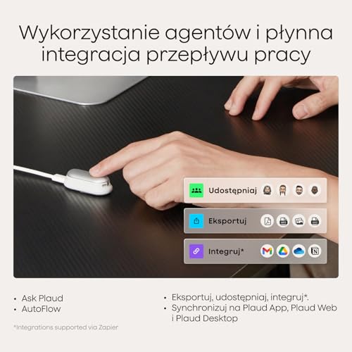 Plaud NotePin S Dyktafon AI z Dotykowym Przyciskiem Rejestrator Głosu AI Transkrypcja i Podsumowanie AI 112 Języków Pamięć 64 GB do Wykładów Spotkań Wywiadów i Zespołówz 4 Akcesoriami