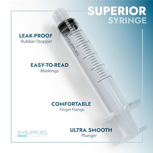 bh supplies 10ml luer lock tip syringes no needle - sterile individually wrapped - 100 syringes