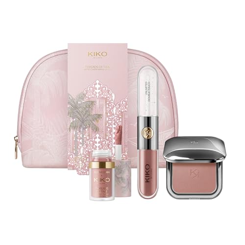 KIKO Milano Threads Of Time Lip To Cheek Make Up Kit, Coffret Cadeau Maquillage : Rouge À Lèvres Et Brillant À Lèvres 2 En 1, Blush Liquide Et Blush En Poudre