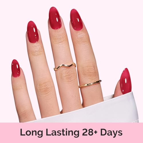 Image of MelodySusie Jeweliver Gel Nail Polish, 0.5Fl.oz Gel Polish Glassy Red Color Soak Off UV LED Light Cure Gift for Women Manicure Nail Art DIY at Home B6802