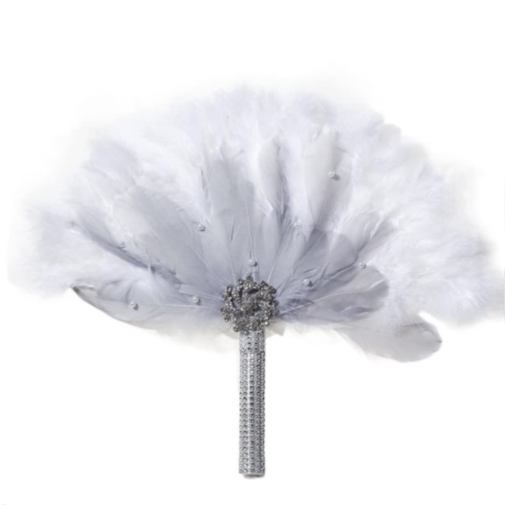 DANNMPX Display Fans Fan Bridal Feather Bouquet Decorative Crystal Bridesmaid Wedding Flapper Folding Hand Held(C)