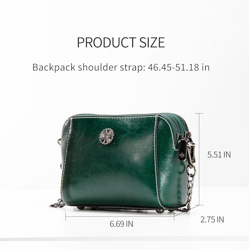 Image of Genuine Leather Small Crossbody Bags for Women Green | Lightweight Shoulder Purse, Designer Handbag with Adjustable Strap, Casual Travel Everyday Bag