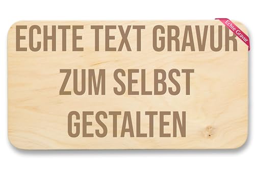 Frühstücksbrettchen Holz Natur - Echte Text Gravur zum selbst gestalten I Wunschtext Gravur - 22x12 - Holz - personalized cutting board personalisierte geschenke...