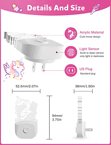 Image of Cute Night Light for Kids [2 Pack], Plug in Night Light, 8 Color Changing Baby Night Light with Dusk to Dawn Sensor, Nightlights for Children, LED Night Lights for Kids Girls Bedroom, Gifts for Girls