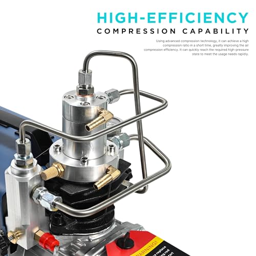 Image of Air Compressor, YONG HENG Electric High Pressure PCP Air Pump with Auto Shut-off, 30Mpa 4500 PSI Air Pump for Paintball Airgun Scuba Air Rifle Fill Station for Fire Fighting Diving
