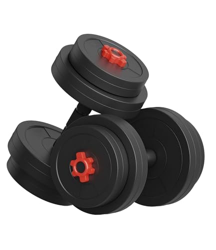 GYM INSANE Dumbbell Set, Adjustable Dumbbell Set With 1 Pair of Adjustable Red Dumbbell Rods with PVC Dumbbell Plates, Home Gym Combo, Exercise & Fitn