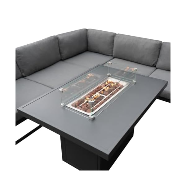 Patioco Gartenlounge-Set U-Form Grau mit Gasfeuerstelle