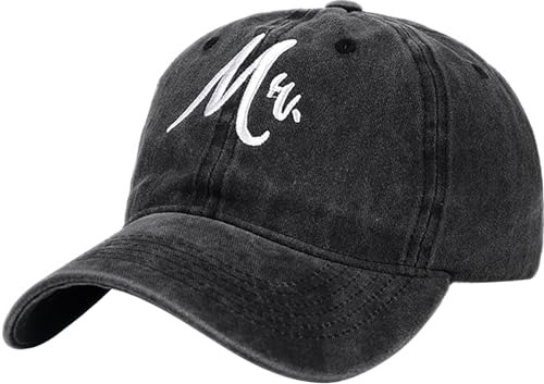 Image of XYIYI Mr Black Vintage Washed Distressed Baseball Cap Adjustable Cotton Dad Hat for Women Men