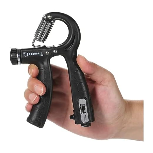 Hand Grip Com Contador de Repetição e Carga Ajustável de 5kg a 60kg - Fisioterapia, Exercício Antebraço, Fortalecimento (Preto)