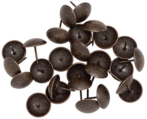 Comfortstyle Premium Upholstery Tacks, 1-Inch Diameter Nailhead Pins, Large Decorative Trim For Furniture (50, Dark Antique Brass) #TOP1