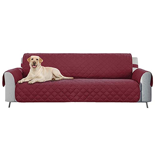 E-Living Store Z01678 Reversible Furniture Protector with 2 Inch Elastic Strap, Machine Washable, Perfect for Pet and Kids, Seat Width Up to 78", Oversized Sofa, Cranberry