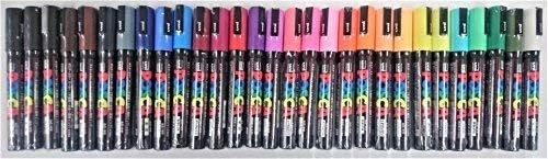 uni Posca Paint Marker Pen, Medium Point(PC5M), 29 Colors Set with Original Vinyl Pen Case