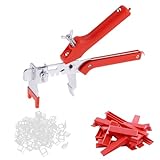 Fliesen Nivelliersystem, Nivelierset, mit 300-Teiligen Zuglaschen 1,5mm und 200-Teiligen Fliesen Keile und 1 Nivelliersystem Zange, Fliesen Werkzeug für die Steinverlegung, für Wand Boden Werkzeugset