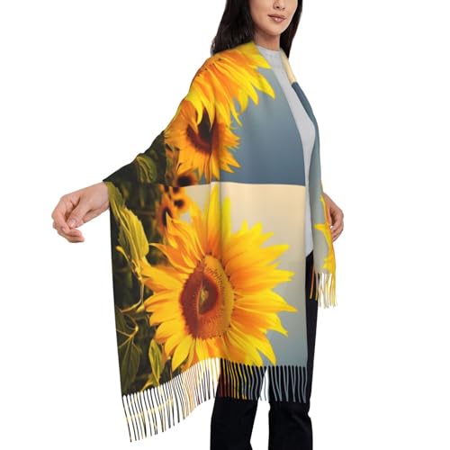 Écharpe tournesol noire à pompons longue et tendance - 4