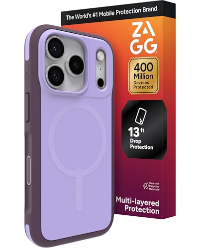 Image of ZAGG Sedona Snap Case for iPhone 17 Pro - Purple Dusty Grape, Drop Protection (13ft /4m), Graphene-Reinforced Multi-Layer Protection, MagSafe Phone Case with Impact-Absorbing Bumpers, Slim