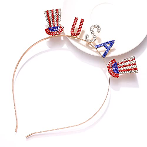 4Th Of July Patriotic Headband Hat Usa Letter Hairband Crystal Red White Blue Independence Day American Flag Star Headpiece #TOP5