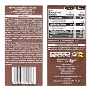 Hacendado Mini Magdalenas con Pepitas de Chocolate con Leche 270 g Pack 2