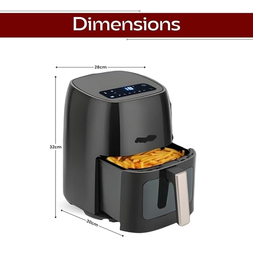 Image of Lazer Cal-Lite 4.2 Lit Air Fryer With Rated Power 1500W-Digital Hot Air Fryer with 8 Pre-Set Functions, Rapid Air Technology, Adjustable Temperature & Timer, Oil-Free Cooking, Non-Stick Basket
