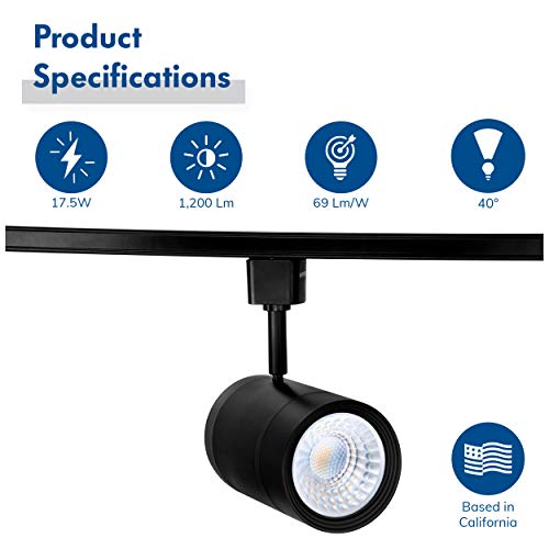 Hyperikon LED Black Track Lighting Head, H-Type Integrated Track Light, 17.5W=85W, Energy Star, Daylight White, 4 Pack