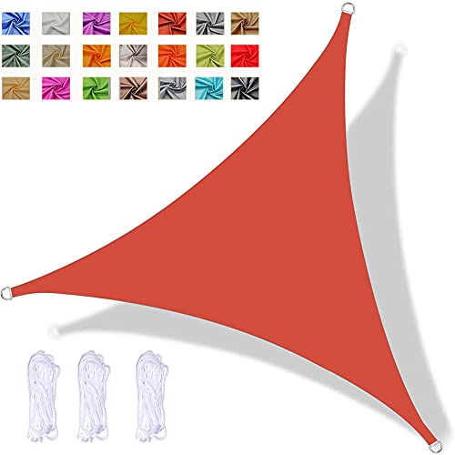 Voile d'ombrage triangulaire imperméable 5x5x7 m pare-soleil rouge de terrasse