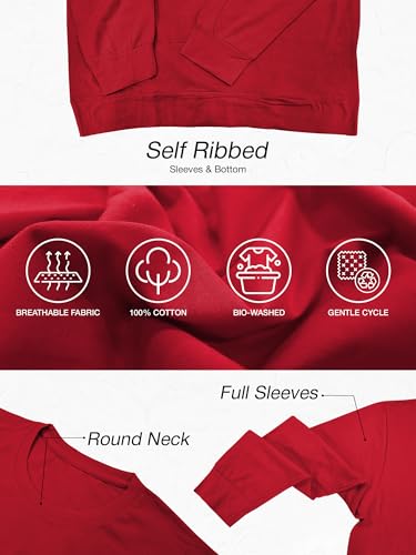 Image of STATUS MANTRA Women's Cotton Round Neck Regular Fit Sweatshirt | Full Sleeves and Smile Printed | Comfort Colour T-Shirt | Available in Multicolor & Size Small to 2XL