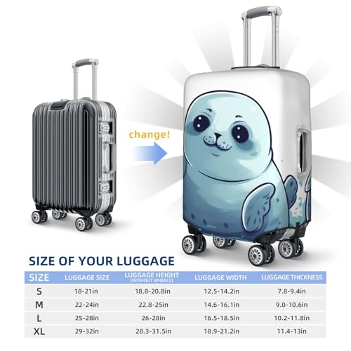 Elastic Travel Luggage Cover for Suitcase Tsa Approved Stretch Scratch-Resistant Suitcase Protector Cover Washable Cute Seal Baggage Covers Fits 18-32 Inch Luggage Case2