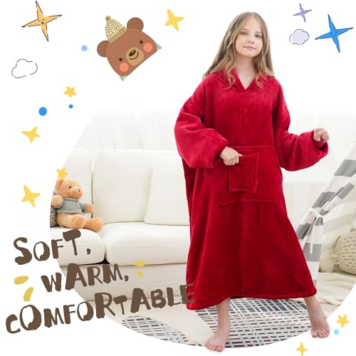 FUSSEDA Übergroße Tragbare Decke Sweatshirt, Super Dicke Warme Sherpa Fleece Kuscheldecke Hoodie mit Taschen und Ärmeln für Erwachsene und… – Ansicht 6